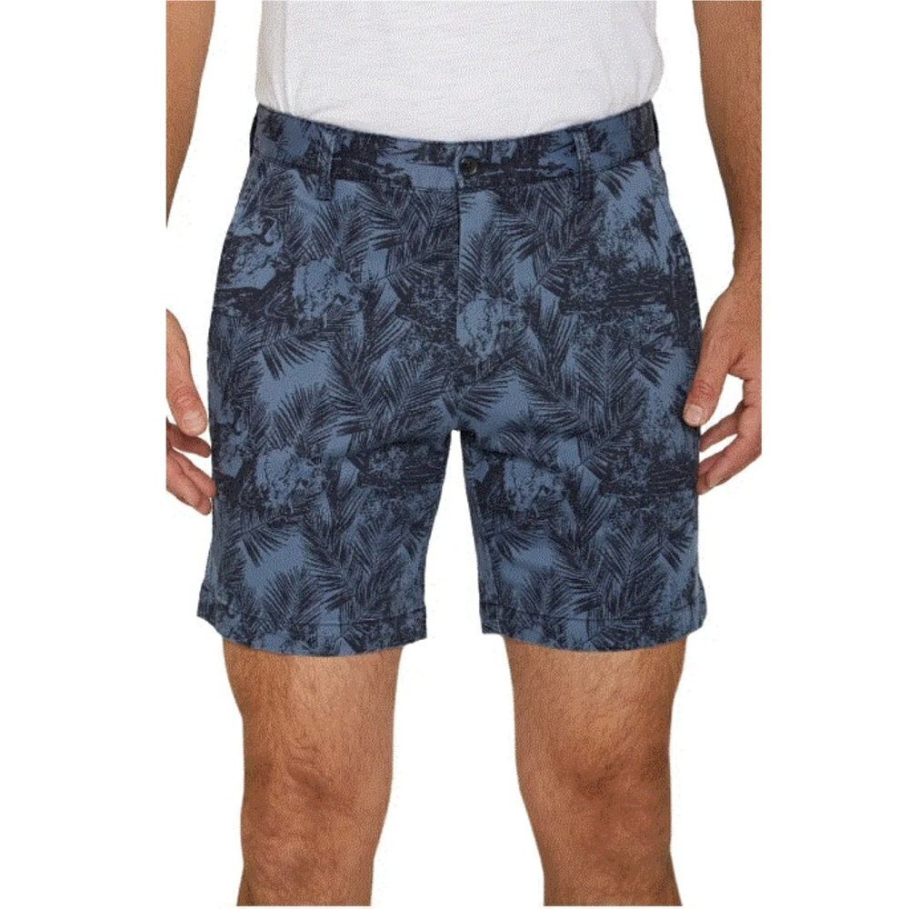 Slate Stone Mens Blue Tropical Print Pockets Cotton Bermuda Shorts Sz 34 New